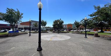 Facing the center of Arcata Plaza